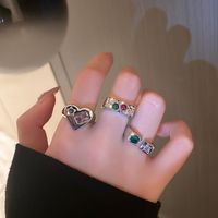 Nihaojewelry Wholesale Jewelry Fashion Heart Copper Inlaid Zircon Ring main image 3