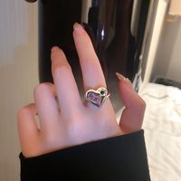 Nihaojewelry Wholesale Jewelry Fashion Heart Copper Inlaid Zircon Ring main image 4