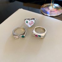 Nihaojewelry Wholesale Jewelry Fashion Heart Copper Inlaid Zircon Ring main image 5