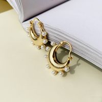 Nihaojewelry Wholesale Jewelry Fashion Geometric Inlaid Pearl Copper Earrings main image 2