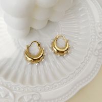 Nihaojewelry Wholesale Jewelry Fashion Geometric Inlaid Pearl Copper Earrings main image 5