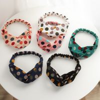 Wholesale Jewelry Polka-dot Cross-knotted Wide-brimmed Fabric Headband Nihaojewelry main image 1