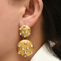 Nihaojewelry Bijoux En Gros Boucles D&#39;oreilles En Diamant À Gros Disque En Métal Créatif main image 1