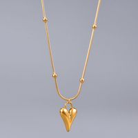 Herz Titan Stahl Eingelegte Schale Eingelegtes Gold Halskette main image 3