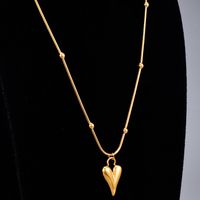 Herz Titan Stahl Eingelegte Schale Eingelegtes Gold Halskette main image 4