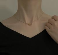 Wholesale Jewelry 18k Gold Snake Bone Chain Geometric Pendant Necklace main image 5