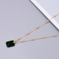 Wholesale Jewelry Emerald Big Zircon Square Pendant Fashion Necklace Nihaojewelry main image 6