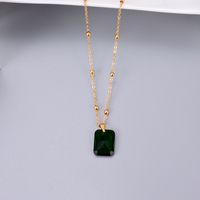 Wholesale Jewelry Emerald Big Zircon Square Pendant Fashion Necklace Nihaojewelry main image 5