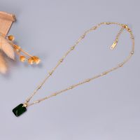 Wholesale Jewelry Emerald Big Zircon Square Pendant Fashion Necklace Nihaojewelry main image 3