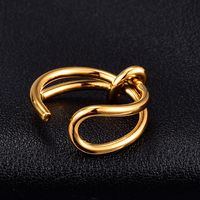 Nihaojewelry Wholesale Jewelry Simple Knotted Open Titanium Steel 18k Gold Plated Ring main image 1