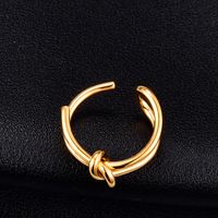 Nihaojewelry Wholesale Jewelry Simple Knotted Open Titanium Steel 18k Gold Plated Ring main image 3
