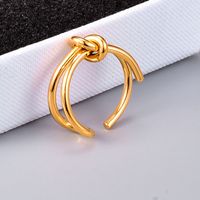 Nihaojewelry Wholesale Jewelry Simple Knotted Open Titanium Steel 18k Gold Plated Ring main image 4