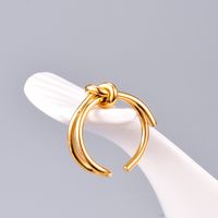 Nihaojewelry Wholesale Jewelry Simple Knotted Open Titanium Steel 18k Gold Plated Ring main image 6