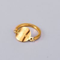 Nihaojewelry بالجملة مجوهرات الكورية حروف القرص التيتانيوم الصلب روز الذهب خاتم main image 2