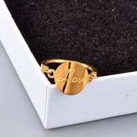 Nihaojewelry بالجملة مجوهرات الكورية حروف القرص التيتانيوم الصلب روز الذهب خاتم main image 4