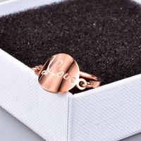 Nihaojewelry Wholesale Jewelry Korean Lettering Disc Titanium Steel Rose Gold Ring main image 5