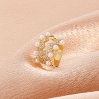 Vente En Gros Bijoux Micro-incrusté Zircon Multicouche Perle En Forme De Vague Clip D&#39;oreille De Style Coréen Nihaojewelry main image 6