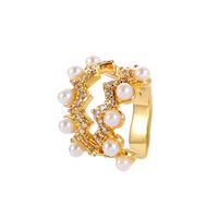 Vente En Gros Bijoux Micro-incrusté Zircon Multicouche Perle En Forme De Vague Clip D&#39;oreille De Style Coréen Nihaojewelry main image 3