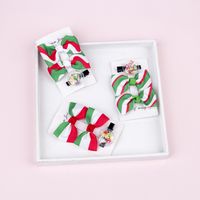 Wholesale Bows Christmas Color Stripe Children's Hairpins 3 Pieces Set Nihaojewelry main image 6