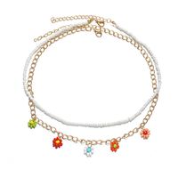 Großhandel Schmuck Gänseblümchen Anhänger Farbe Perlen Mehrschichtige Halskette Nihaojewelry main image 3