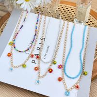 Großhandel Schmuck Gänseblümchen Anhänger Farbe Perlen Mehrschichtige Halskette Nihaojewelry main image 5