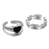 Wholesale Jewelry Heart-shaped Black Hollow Combination Ring Set Nihaojewelry main image 1