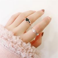 Wholesale Jewelry Heart-shaped Black Hollow Combination Ring Set Nihaojewelry main image 4