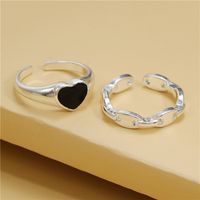 Wholesale Jewelry Heart-shaped Black Hollow Combination Ring Set Nihaojewelry main image 6