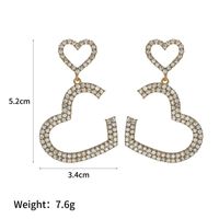 Wholesale Jewelry Full Diamond Heart Shape Korean Style Earrings Nihaojewelry main image 3