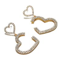 Wholesale Jewelry Full Diamond Heart Shape Korean Style Earrings Nihaojewelry main image 4