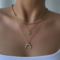 Wholesale Jewelry Fashion Moon Geometric Pendent Multi-layer Necklace Nihaojewelry sku image 1
