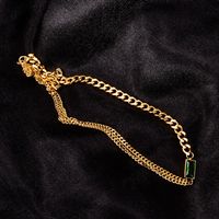 Wholesale Jewelry Green Diamond Pendant Thick Chain Titanium Steel Necklace Nihaojewelry main image 4