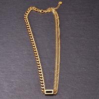 Wholesale Jewelry Green Diamond Pendant Thick Chain Titanium Steel Necklace Nihaojewelry main image 5