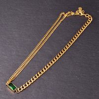 Wholesale Jewelry Green Diamond Pendant Thick Chain Titanium Steel Necklace Nihaojewelry main image 6