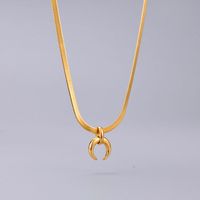 Wholesale Jewelry Snake Bone Chain Moon Pendant Titanium Steel Necklace Nihaojewelry main image 3