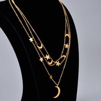 Wholesale Jewelry Star Moon Pendant Multi-layer Titanium Steel Necklace Nihaojewelry main image 3