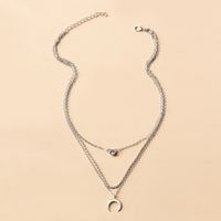 Wholesale Jewelry Fashion Moon Diamond Pendant Multi-layer Necklace Nihaojewelry main image 5