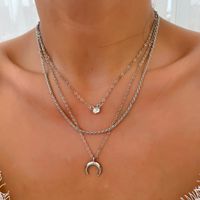 Wholesale Jewelry Fashion Moon Diamond Pendant Multi-layer Necklace Nihaojewelry sku image 1