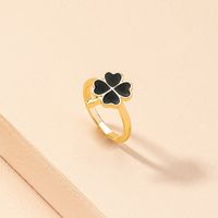 Wholesale Jewelry Retro Fashion Black Clover Ring Nihaojewelry main image 1
