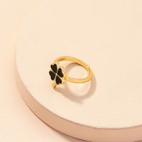 Wholesale Jewelry Retro Fashion Black Clover Ring Nihaojewelry main image 3