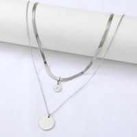 Wholesale Jewelry Round Pendant Zircon Stainless Steel Flat Snake Multilayer Necklace Nihaojewelry main image 1