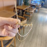 Wholesale Jewelry Leaf Imitation Zircon Tassel Korean Style Hairpin Nihaojewelry main image 4