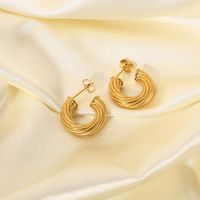 Nihaojewelry Wholesale Jewelry Fashion 18k Gold-plated Stainless Steel Twisted Earrings main image 1