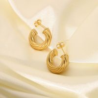 Nihaojewelry Bijoux En Gros Mode Boucles D&#39;oreilles Torsadées En Acier Inoxydable Plaqué Or 18 Carats main image 4