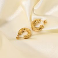 Nihaojewelry Wholesale Jewelry Fashion 18k Gold-plated Stainless Steel Twisted Earrings main image 5