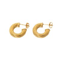 Nihaojewelry Bijoux En Gros Mode Boucles D&#39;oreilles Torsadées En Acier Inoxydable Plaqué Or 18 Carats main image 6