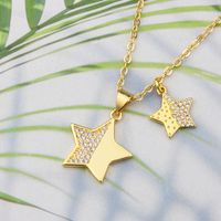 Wholesale Jewelry Star Diamond Pendant Glossy Copper Plating Necklace Nihaojewelry main image 4