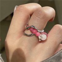 Nihaojewelry Wholesale Jewelry Fashion Color Beaded Contrast Color Metal Geometric Hollow Ring sku image 1