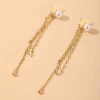 Nihaojewelry Wholesale Jewelry Fashion Pearl Star Tassel Long Earrings sku image 1