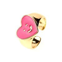 Al Por Mayor Joyería Retro Goteo Corazón Anillo De Cobre Sonriente Nihaojewelry sku image 1